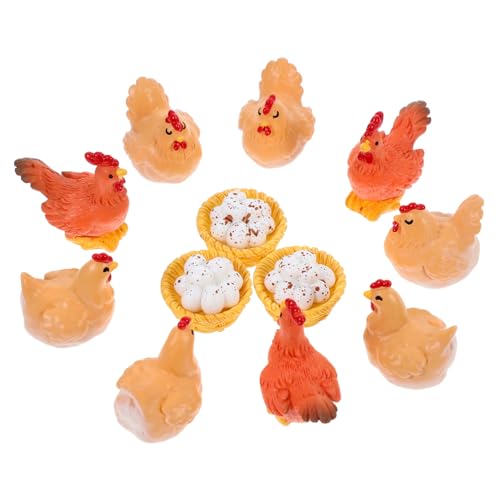 ibasenice 12 Stück Teiliges Mini Hühnerfiguren aus Resin Realistische Hennen und Statuen für Garten Deko Mikrolandschafts Skulpturen Tierornamente für Wohnräume und Dekoration von ibasenice