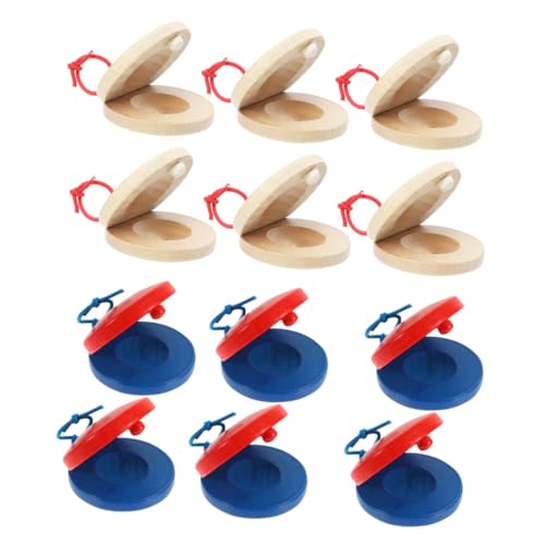ibasenice 12 Stück Teiliges Percussion aus Holz Musikinstrument für Frühkindliche Bildung für Jungen und Mädchen Roter und Blauer Kastagnetten von ibasenice