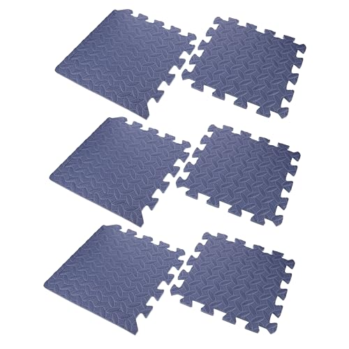 ibasenice 12 Stück Teiliges Puzzlematte aus Dickem Rutschfestem Schaumstoff mit Blätterstruktur Umweltfreundliche Weiche in Marineblau für Krabbeln und Spielbereiche von ibasenice