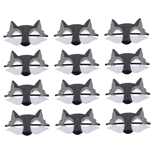 ibasenice 12stücke Wolfsmaske Aus Filz Für Halloween Tiergesichtsmaske Halbgesichtsmaske Für Partys Und Maskenbälle Leicht Und Atmungsaktiv Mit Detailliertem Design Und Weichen Kanten von ibasenice