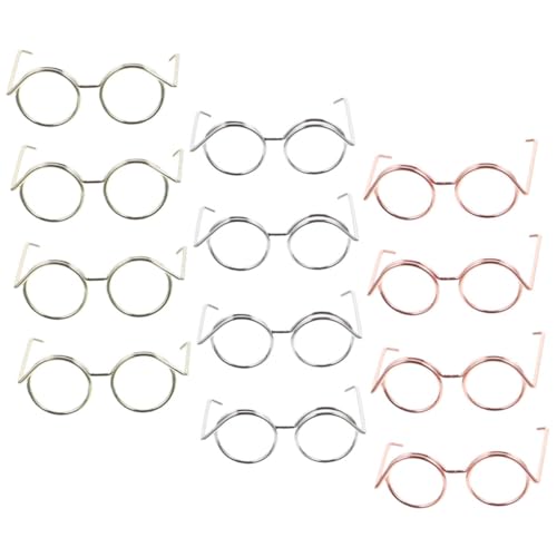 ibasenice 12 Stück Zubehör für Puppenbrillen doll Accessories Puppenkleidung Puppe kleine Puppe zum Anziehen der Puppe Puppenbrille schwarz Kupferkabel von ibasenice