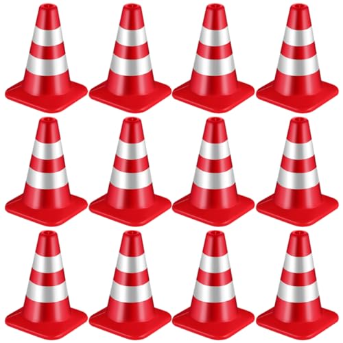 ibasenice 12 Teiliges Verkehrszeichen Set Mini Verkehrssicherheitskegel Eistütenmarkierungen Straßensperren Autos Leitkegel Modelle Klebeband Kleines Fußballauto Kleines von ibasenice