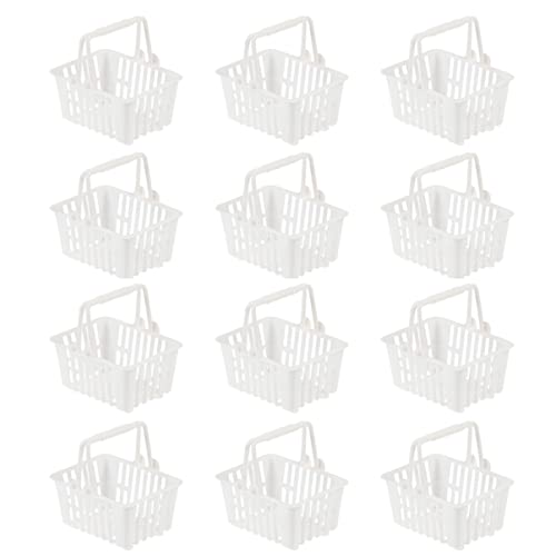 ibasenice 12St Mini-Einkaufskorb Körbe Miniatur Einkaufskorb einkaufen Weiden kaufmannsladen kinderladen Korbspielzeug aus Kunststoff Mini-Süßigkeiten-Korb Plastik Weiß von ibasenice