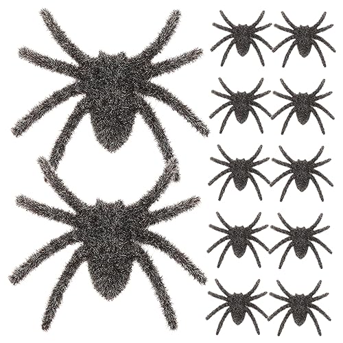 ibasenice 12St Spinnenrequisiten realistische Spinnendekorationen Halloween-Spinne Halloween Costume Halloween Kleidung Halloween-Requisiten Riesenspinne Beflockung Grey von ibasenice