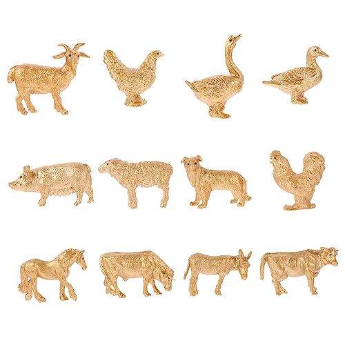 ibasenice 12St Tiermodell kinderspielzeug kindergeburtstags mitgebsel Weihnachten wichtelgeschenk Kuh Nutztierverzierung Tierfiguren PVC Golden von ibasenice