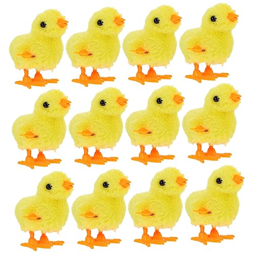 ibasenice 12St Uhrwerk Huhn für jucarii pentru copii hühner Lustige Spielzeuge Aufziehbares Huhn Plüschtiere Uhrwerkspielzeug Uhrwerk Plastik Yellow von ibasenice