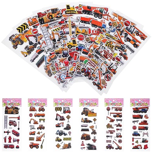ibasenice 12Stücke Fahrzeugaufkleber Set wasserdichte Kinderaufkleber mit Bagger und LKW Motiven Cartoon Sticker für Jungen und Vielseitig Einsetzbar von ibasenice