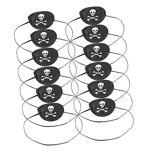ibasenice 12st Beängstigende Maske Handwerksmasken Geschwollen Halloween-handwerk Maskerade Halloween-maske Piratenauge Halloween-auge Halloween-cosplay-augenklappen Satin Black von ibasenice
