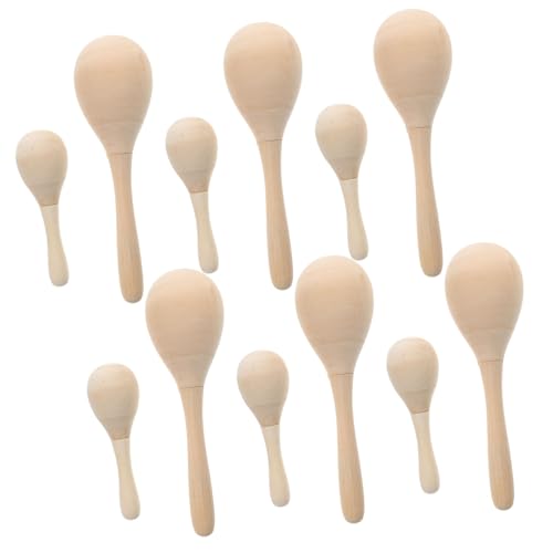 ibasenice 12 Stück Holz-Maracas Für Jungen Und Mädchen Pädagogisches Musik-lernspielzeug Vorschul-musikinstrumente Kleinkindspielzeug Mal-Shaker-Maracas Für Geburtstagsparty von ibasenice