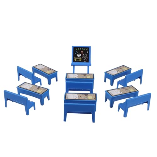 ibasenice Puppenhaus Klassenzimmer Zubehör Kit 13pcs Mini Schreibtisch Stuhl Set Für Kinder Pädagogisches Spielen von ibasenice