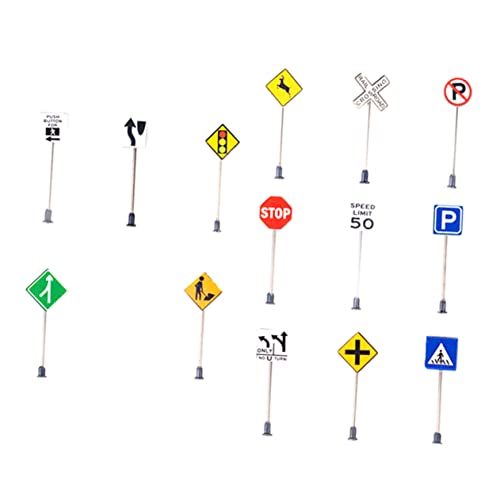 ibasenice 14 Teiliges Mikro Landschaftszubehör Mini Straßenschilder Sandtisch Miniatur Verkehrsabsperrschild Verkehrsanzeige Landschaftsschild Mini Verkehrsschild Abs Plus von ibasenice