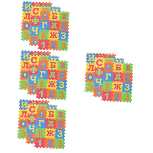 ibasenice 144 STK Russische Puzzlematte Kinder teppiche kinderteppich Puzzlematten für den Boden Nummer Baby Briefmatte Buchstabenmatten-Rätsel Anzahl Schaumkissen abspielen Ziegel Kleinkind von ibasenice