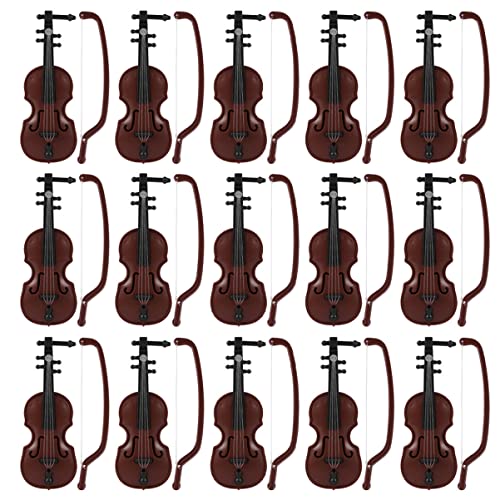 ibasenice 15 Sätze Mini-Geige winzige Geige mit Violine Geigenspielzeug für musikinstrumente Musical Instruments Weihnachtsgeige schmückt weihnachtsgeige Modelle Plastik rot von ibasenice