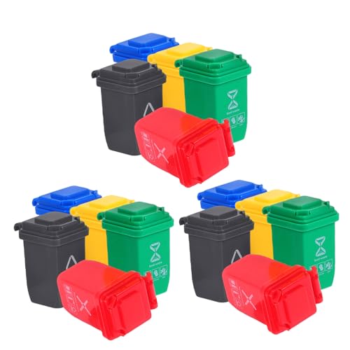 ibasenice 15 Stück Teiliges Miniatur-puppenhaus Mülltonnen Kunststoff Offene Mini-mülleimer für Mülltrennung Nachhaltiges für Realistische Mini-abfallbehälter für Sammelobjekte von ibasenice