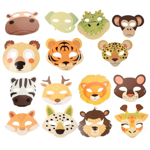 ibasenice 15 Stück Teiliges Tiermasken Leichte Tiergesichtsmasken für Dschungel Mottoparty Bequeme Kinderparty Masken für Geburtstagsfeiern Kindergarten und Fantasievolles Rollenspiel von ibasenice