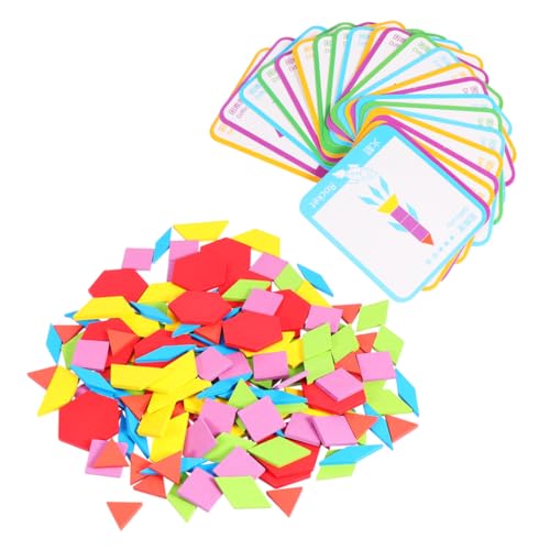 ibasenice 155 Stück lustiges Puzzle- Geometrie-Puzzle- Lernspielzeug aus Holz kreatives Holzspielzeug Geometrisches aus Holz Hölzern von ibasenice