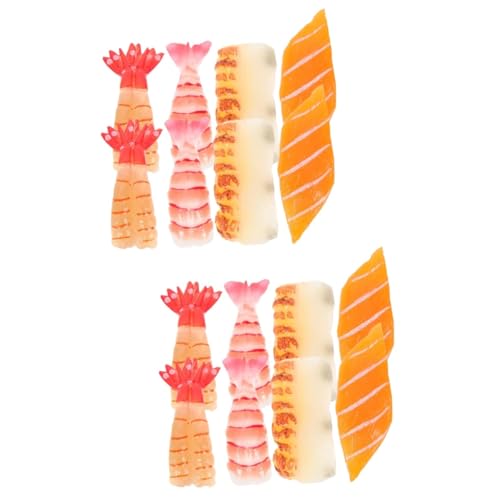 ibasenice 16 STK Sushi-Simulation Puppenhaus-Miniatur-Sushi simuliertes Lebensmittelmodell gefälschtes Essen Modelle imitiertes Sushi-Modell gefälschtes Sushi-Modell Kochen von ibasenice