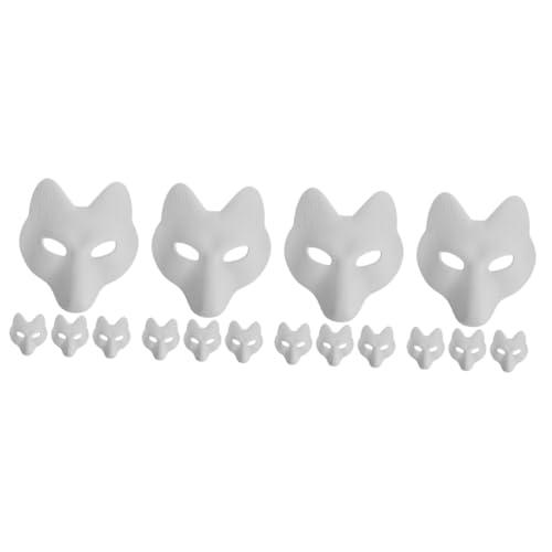 ibasenice 16 Stk Fuchs Maske Gesichtsmaske halloween maske cosplay mask Halloweenkostüm Outfit Masken für Erwachsene leere Masken klassisch Kleidung gemalt Requisiten Zubehör Pu Weiß von ibasenice