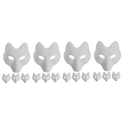 ibasenice 16 Stk Fuchs Maske Gesichtsmaske halloween maske Fuchskostüm Kleidung Halloween-Maske leere handbemalte maske klassisch Requisiten Abschlussball liefert Zubehör bilden Pu Weiß von ibasenice