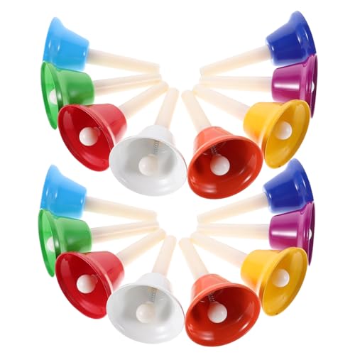 ibasenice 16 Stück Percussion Class Bell Orchesterglocken Weihnachtsglocken Sammlerhandbellen Kinderhandglocken Händekinder musikalische Bildungsglocken Feierglocken Metall Kunststoff von ibasenice