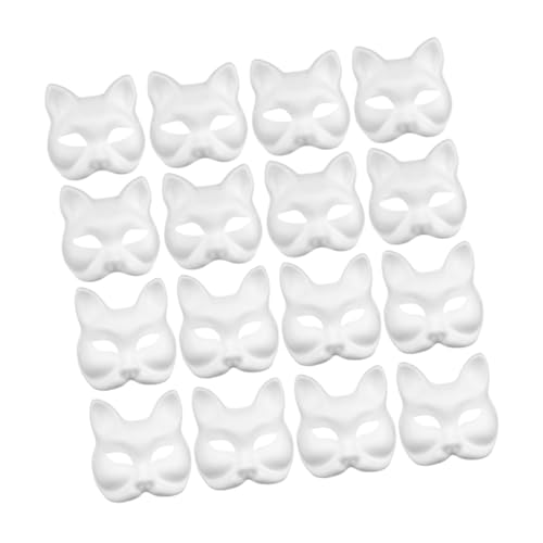 ibasenice 16 Stück Teiliges DIY Tiermasken aus Weißem Papiermaske Fox und Katzenmotive zum Bemalen Glatte Oberfläche für Kreative Gestaltung für Karneval Cosplay und Partys von ibasenice