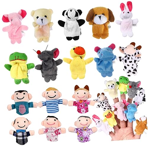 ibasenice 16 Teiliges üsch Fingerpuppen Set Mit 6 Familienmitgliedern Und 10 Tieren Handpuppen Für Ideal Für Geschichtenerzählen Und Spielzeit Zufälliges Muster von ibasenice