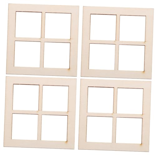 ibasenice 16Pcs Puppenhaus-Modell Miniaturen künstlich Puppenhausmöbel Miniaturfenster Bausätze bastelzeug holzspielzeug winziges Fensterrahmendekor Zubehör für Puppenhäuser hölzern von ibasenice