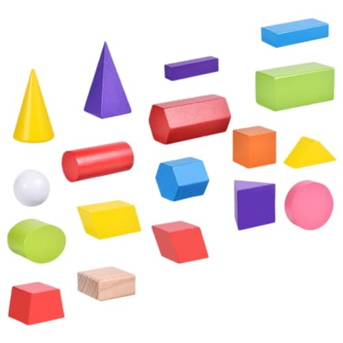 ibasenice Frühes Lernspielzeug Geometrische Holzblöcke 18 Stück Formpassende Spielzeuge Lernspielzeug Stapelbausteine von ibasenice