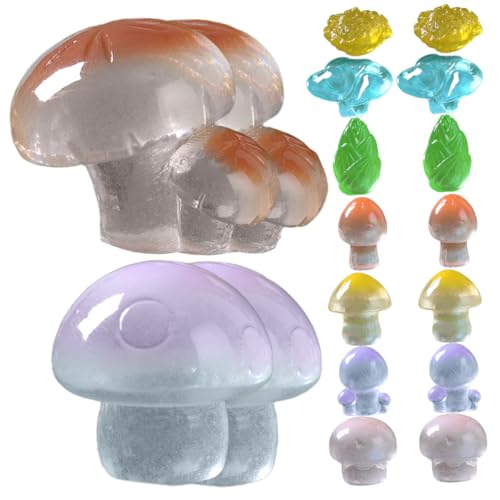 ibasenice 18 Stück Im Dunkeln Leuchtende Pilzpuppe Wachsend Figuren Miniatur Bastelset Basteln Pilzstatue Mini-Pilze Mini-pilzmodell Pilzzubehör Pilz-Modell Pilz-minifigur Harz von ibasenice