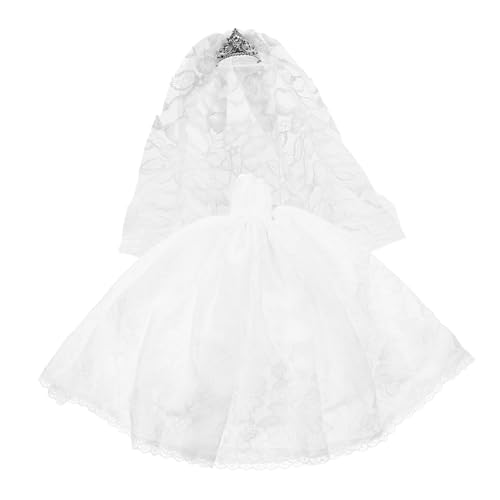 ibasenice 1Satz Hochzeitskleid für Puppen Brautkleid mit Schleier Dekoratives Puppenoutfit für Puppenspieler von ibasenice