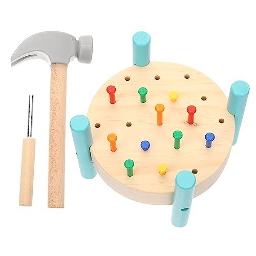 ibasenice Kids Wooden Pounding Workbench Montessori Nailing Table Für Kleinkinder Sicher Und Farbenfroh Fördert Hand-Augen-koordination Und Kreativität Spielzeug von ibasenice