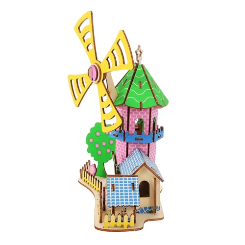 ibasenice 1Satz Holzpuzzle Windmühlenhaus DIY Modellbausatz für Kreative Bastler Filigranes Design und Einzigartige Geschenkidee für Erwachsene Puzzle Erlebnis für Tischdekoration von ibasenice