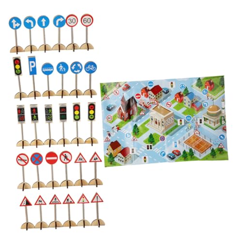 ibasenice 1Satz Holzspielzeug Mit Verkehrszeichen Für Kognitives Lernspielzeug Verkehrssicherheit Und Rollenspielen Für Vorschule Und Frühe Bildung Teiliges von ibasenice