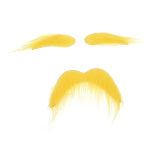ibasenice 1Satz Selbstklebendes Gelbes Schnurrbart mit Augenbrauen für Opa Halloween Party und Karneval Wiederverwendbare Accessoires für Einfache und Vielseitige von ibasenice