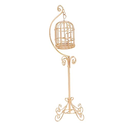 ibasenice 1pc Mini Vogelkäfig Mit Unterstützung Gold Metall Realistische Miniatur Outdoor Szene Für Modell von ibasenice
