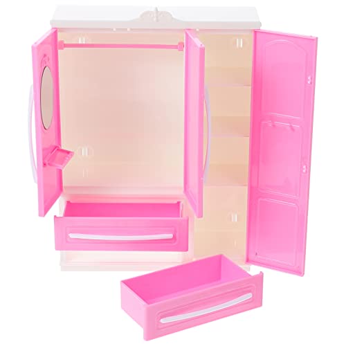 ibasenice 1stk Puppenkleiderschrank Mini-möbelzubehör Puppenschrank Kinderspielzeug Modell Der Puppengarderobe Mini Schrank Kleiderschrank Für Puppenkleider Garderobenschmuck Rosa Abs von ibasenice