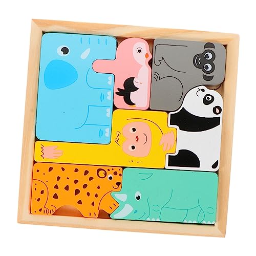 ibasenice 2 Sätze 3D-Tierpuzzle Spielzeug aus Holzbausteinen Tier-Matching-Puzzle Rätsel Babyspielzeug aus Holz kreatives Puzzle-Spielzeug Stereo-Puzzle-Spielzeug hölzern Russland Kind von ibasenice