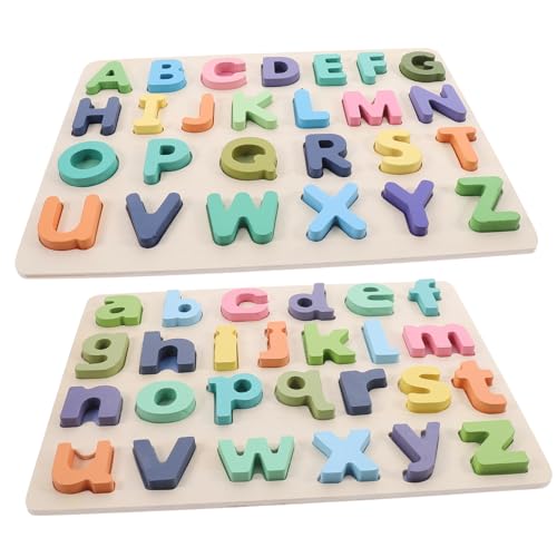 ibasenice 2 Sätze Alphabet Puzzle für Pädagogisches Lernspielzeug Hand Auge Koordination Farben und Formenerkennung Spielerisches Englischlernen für Vorschulkinder von ibasenice
