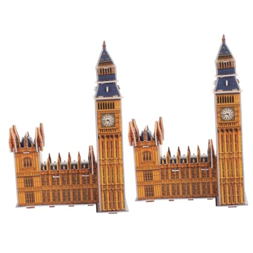ibasenice 2 Sätze Big Ben-Puzzle Große Puzzles Denksport-rätsel Big Ben-skulptur London-England-Figur Kinderpuzzle Architekturrätsel England-Big-Ben-Statue Suite 3D Große Größe Papier von ibasenice