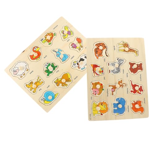 ibasenice 2 Sätze Brettpuzzle Greifen Kindererziehung -Puzzle- Puzzle- Für Steckpuzzle Für Tierische Rätsel -rätsel Holz von ibasenice