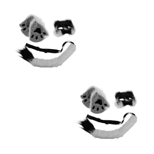ibasenice 2 Sätze Flauschiges Tierkostüm Set mit Kunstpelz Fuchs und Wolf Halbschalenmasken Weiche Atmungsaktive Tiermasken für Frauen für Halloween Karneval und Cosplay Partys von ibasenice