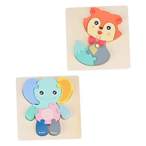 ibasenice Lustiges Und Lehrreiches Puzzle-Spielzeug Für Kinder – 2 Sets Mit Tier-Puzzles Aus Holz Für Jungen Und Mädchen Trainieren Vorstellungskraft Und Koordinationsfähigkeiten von ibasenice