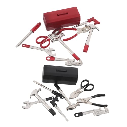 ibasenice 2 Sätze Kompaktes Mini Reparaturset mit Hammer Schraubenzieher Zange und Schraubenschlüssel Tragbar für Mikro Landschaft DIY Puppenhaus Dekoration von ibasenice