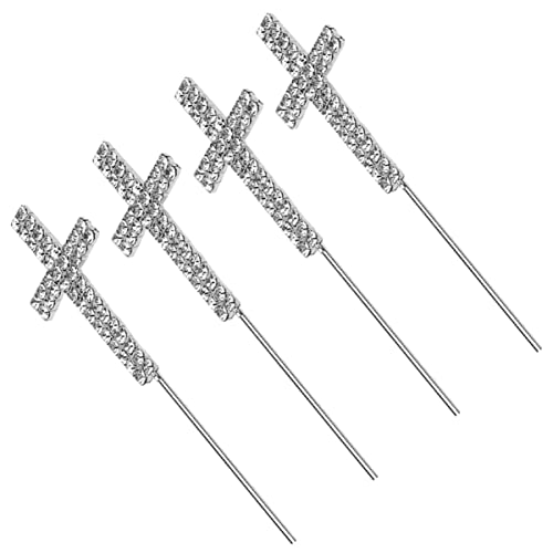 ibasenice 2 Sätze Kucheneinsatz Strass Kreuz Tortenaufsatz Kreuz-cupcake-picks Religiöse Cupcake-picks Geburtstagstorte Dekorationen Kreuzdekor Kuchendekor Legierung Silver 4 Stück * 2 von ibasenice