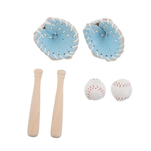 ibasenice 2 Sätze Mini Baseball Bat Glove Ball Set Miniatur Sport Zubehör für Dollhouse Dekoration Handliches Baseball für Bastelprojekte von ibasenice