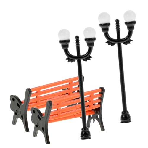 ibasenice 2er-Pack Miniatur-parkbank- Und Straßenlaternen-Sets Für Kinderspielzeug Miniatur-puppenhaus-Dekoration Aus Kunststoff von ibasenice