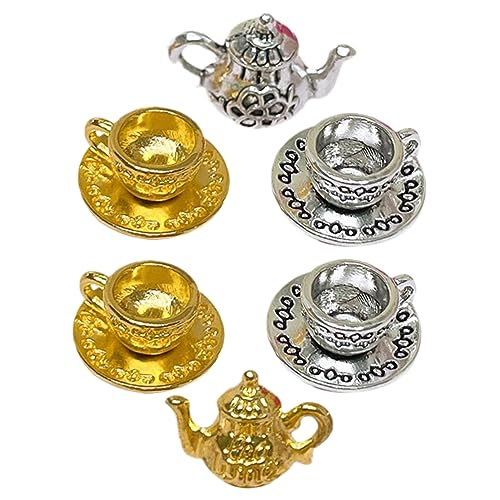 ibasenice 2 Sätze Mini- -kaffeemaschine-Set Miniaturutensilien Mini-küchenzubehör Rollenspielset Miniatur-Dinge Rollenspielzubehör Mini-teetasse Puppenhaus Teetasse Mini-tassen Metall von ibasenice