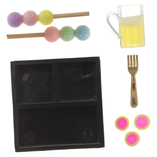 ibasenice 2 Sätze Miniatur-Lebensmittel- Und Spielmodell Mini-hausdekoration Mini-kaffeetasse Mini-küchenzubehör Mini-hausversorgung Mikro-szenen-Layout Miniatur-teetablett Harz von ibasenice