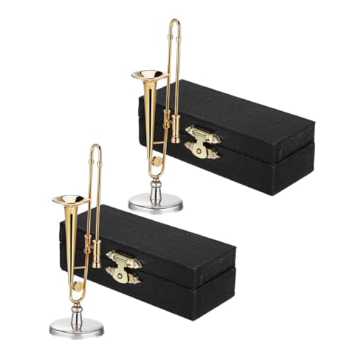 ibasenice 2 Sätze Miniatur Posaunen Modell Mini Trombone Figurine mit Ständer und Schwarzem Etui Teiliges Detailgetreues Musikinstrument für Sammler Musiklehrer Heimdekoration ibasenice 2 Sätze Miniatur Posaunen Modell Mini Trombone Figurine mit Ständer und Schwarzem Etui Teiliges Detailgetreues Musikinstrument für Sammler Musiklehrer Heimdekoration von ibasenice
