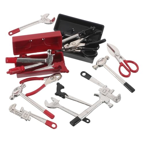 ibasenice 2 Sätze Miniatur Werkzeugsatz für Puppenhaus mit Realistischer Zange Hammer Schraubendreher Schraubenschlüssel Robust Leicht Tragbar für Puppenhaus Dekoration und Bastelprojekte von ibasenice